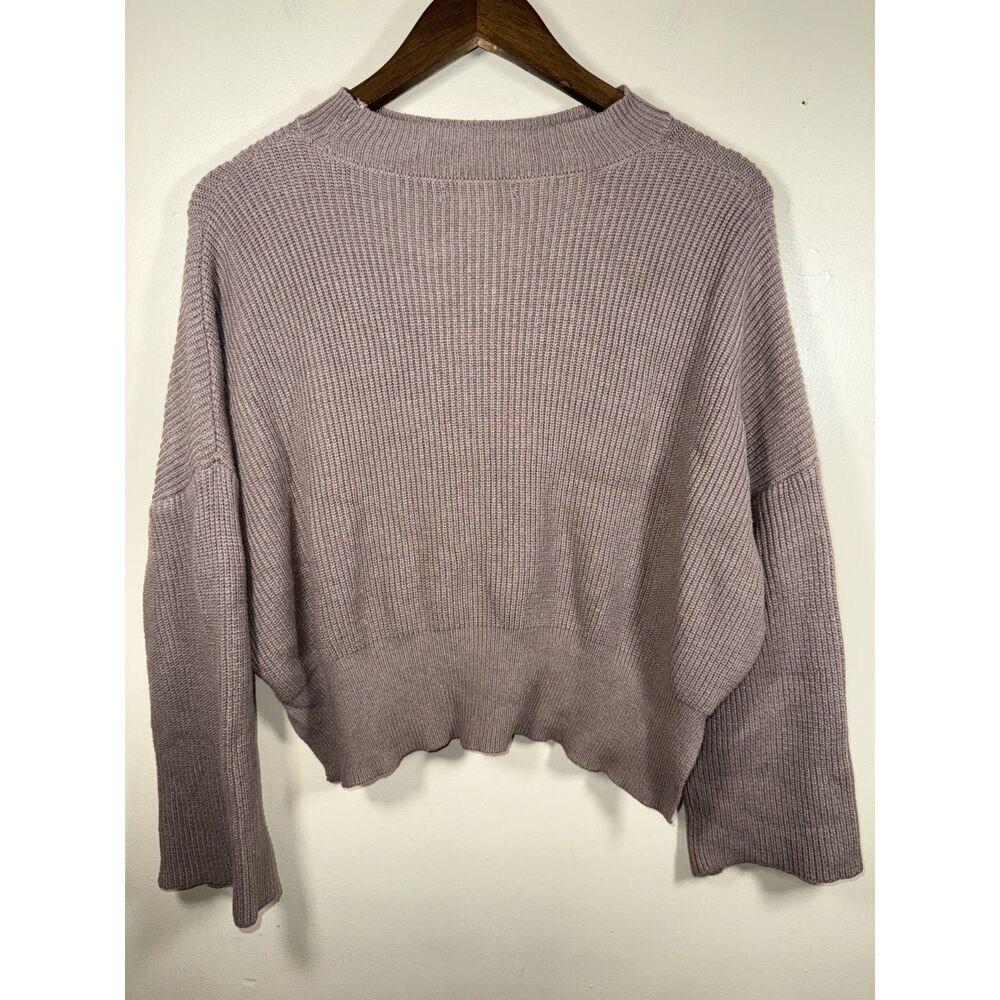 Sincerely Jules Beige Ribbed Knit Cropped Sweater Size S Drop Shoulder